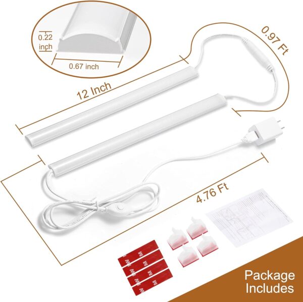 JUSJUBR Plug-in Under Cabinet Lighting, 2pcs 12 Inch Dimmable Closet Light, Cold White 6000K Linkable USB LED Light Bar, Memory Function, Under Counter Lights for Kitchen, Desk, Workspace - Image 6