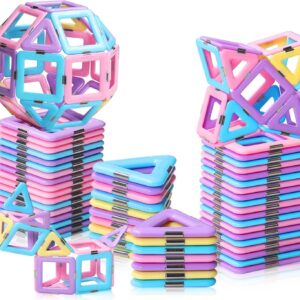 Magnetic Tiles Toys for 3 4 5 6 7 8+ Year Old Boys Girls Upgrade Macaron Castle Blocks Building Set for Toddlers STEM Creativity/Educational Toys for Kids Age 3-6 Christmas Birthday Gifts