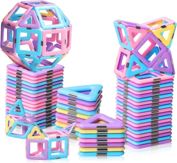 Magnetic Tiles Toys for 3 4 5 6 7 8+ Year Old Boys Girls Upgrade Macaron Castle Blocks Building Set for Toddlers STEM Creativity/Educational Toys for Kids Age 3-6 Christmas Birthday Gifts