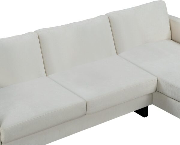 LUMISOL Modern L-Shaped Sectional Sofa for Living Room, 3 Seat Upholstered Modular Couch with USB, Linen Fabric Indoor Funiture with Chaise Longue for Apartments Compact Space, Cream White - Image 7