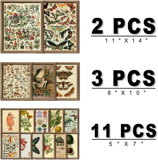 ANERZA 16 PCS Framed Vintage Wall Art Decor, Cottagecore Wall Prints for Bedroom, Gallery Wall Frame Set, Farmhouse Posters for Living Room Aesthetic, Wall Collage Kit Pictures, Rustic Dorm Home Decor - Image 2