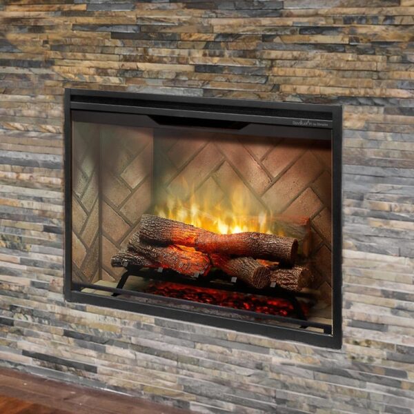 Dimplex Revillusion® 36 Inch Built-in Electric Firebox - Herringbone Brick Background - Includes Realistic Faux Logset, Front Glass Panel, Firebox, and Plug Kit - Image 2
