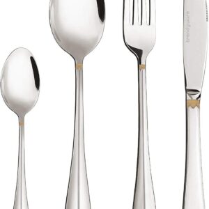 Silverware Set Limited Edition – 24 Piece Dinnerware Set – Flatware Set for 6 – Silver Tableware Set w/Gold Accents – Great for Family Gatherings & Daily Use – Spoons, Knives, Teaspoons, Forks