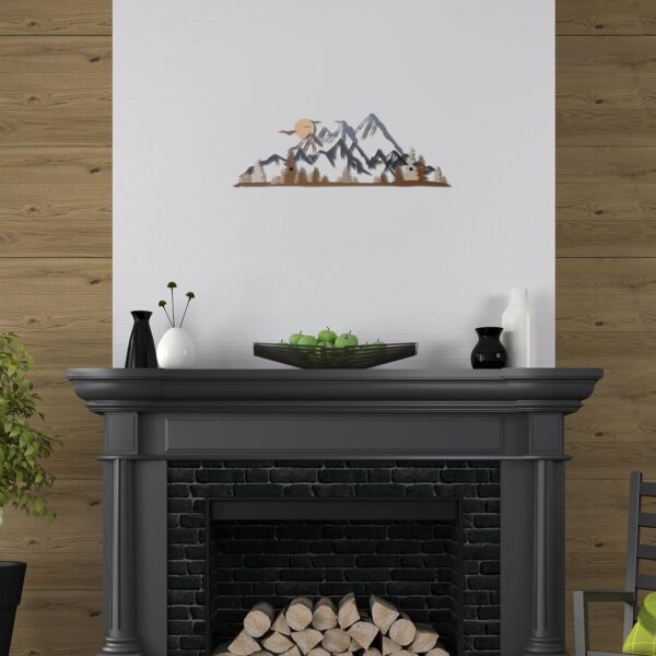 Mountain Range Metal Wall Art Decor Summit Metal Wall Sign Rustic Wall Art Mountain Wall Decor Forest Wall Decor Accent Home Decor Sign Mountain Scene Nature Wall Art, 17.5 x 5.3 Inch (Colorful) - Image 5