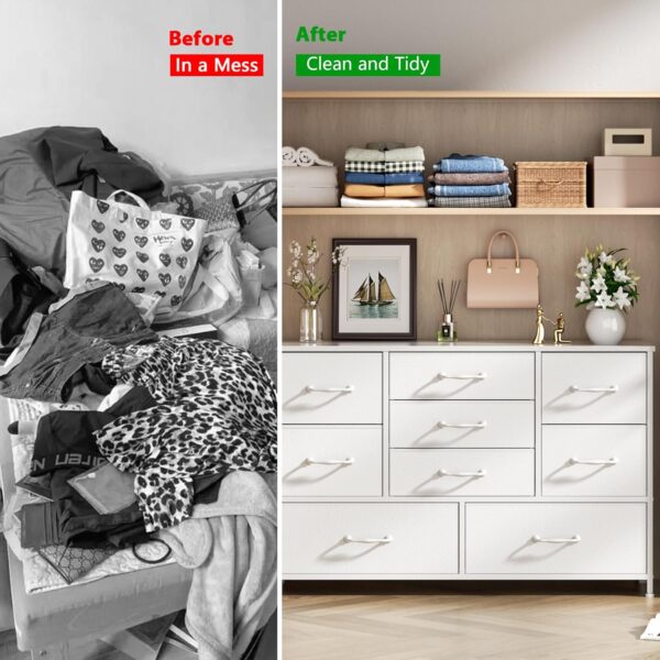 Furnulem White Dresser with 9 Large Drawers for 55'' Long TV Stand Entertainment Center,Wood Shelf Storage for Bedroom,Living Room,Closet,Entryway,Sturdy Metal Frame - Image 7