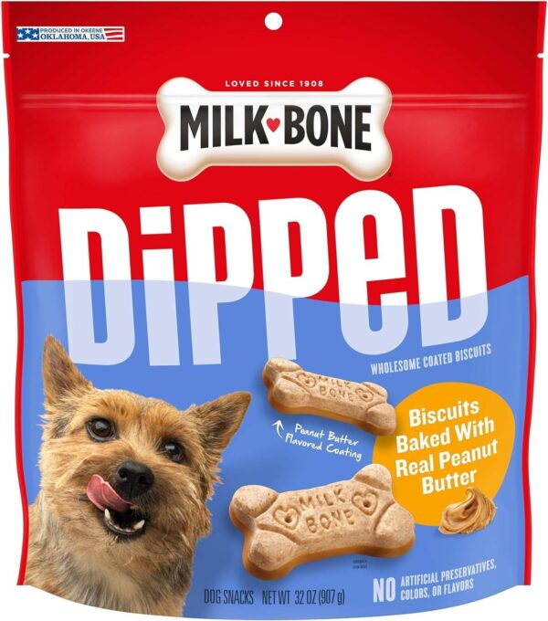 Milk-Bone Dipped Dog Treat Biscuits Baked with Real Peanut Butter, 32 Ounce (Pack of 2) - Image 3