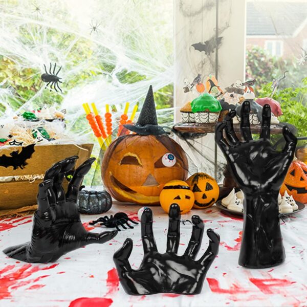 DAZONGE Halloween Decorations, Pack of 3 Wall Mounted Creepy Reaching Hands with Lighted Candles, Life-Sized Horror Hands for Gothic Wall Decorations, Scary Halloween Decorations Indoor - Image 7