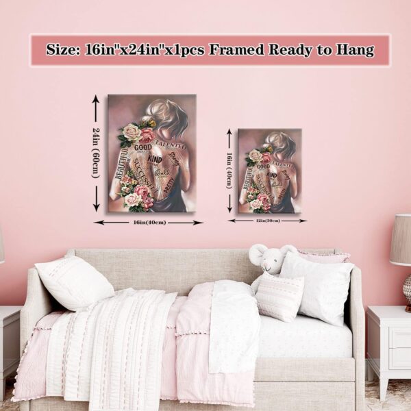 AKWISH Inspirational Wall Decor - Motivational Poster Canvas Wall Art Bedroom Decor for Women - Boho Wall Art Gift for Living Room, Dining Room, Cafe, Home Office - Framed 16x24 inches - Image 4
