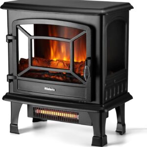 TURBRO Suburbs 20 in. Electric Fireplace Infrared Heater with Crackling Sound, Freestanding Fireplace Stove with Realistic Flame Effect, CSA Certified, Overheating Protection, Easy to Assemble, 1400W