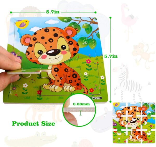 NASHRIO Wooden Puzzles for Toddlers 2-5 Years Old(Set of 6), 9 Pieces Preschool Educational and Learning Animal Jigsaw Puzzle Toy Gift Set for Boys and Girls - Image 2