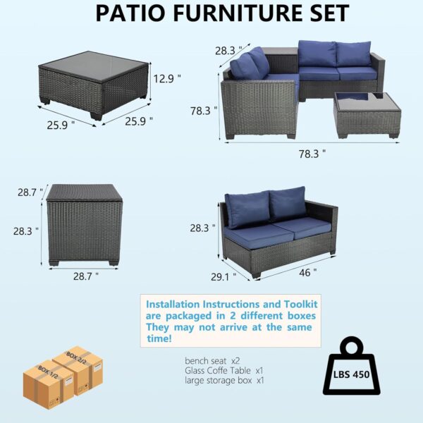Patio Furniture Set Outdoor Furniture,Outdoor Patio Furniture 7 Pieces,Wicker Patio Furniture with Footstool and Coffee Table,Outdoor Couch for Porch, Poolside, Garden or Backyard - Image 2