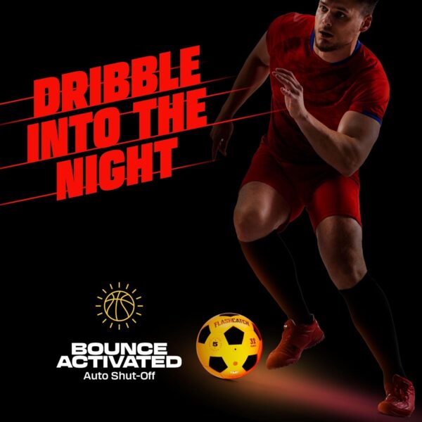 Light Up Soccer Ball - Glow in the Dark - NO 5 - Sports Gear Gifts for Boys & Girls 8-15+ Year Old - Kids, Teens Gift Ideas - Cool Boy Toys Ages 8 9 10 11 12 13 14 15 Glowing Night Activity - Image 2