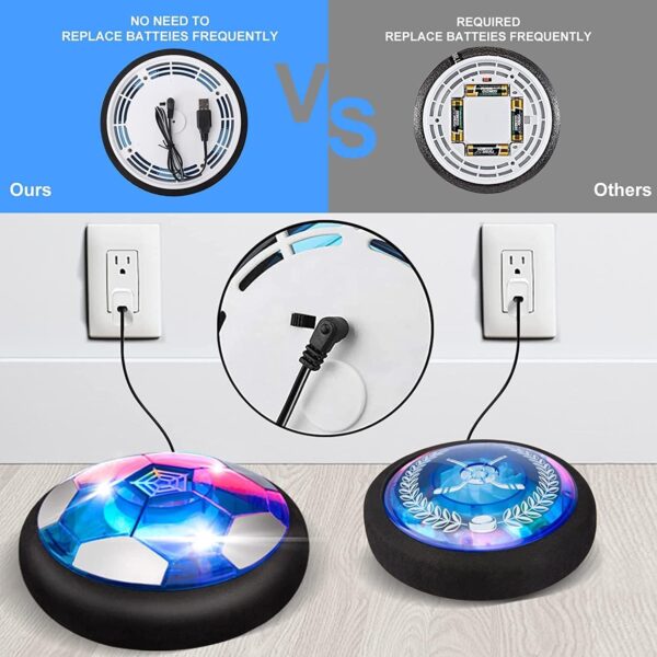 3-in-1 Hover Hockey Soccer Ball Kids Toys Set, Led Lights Floating Air Football, Indoor Outdoor Sport Toys for Kids, Christmas Birthday Gifts for Boys Girls Aged 3 4 5 6 7 8-12 - Image 4