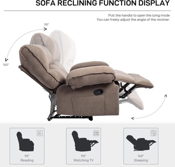 Oversized Recliner Extra Wide Chair with Massage and Heat, Soft Fabric Overstuffed Chair for Living Room, Soft Padded Oversized Chairs Up to 350 LBS (Black) - Image 5