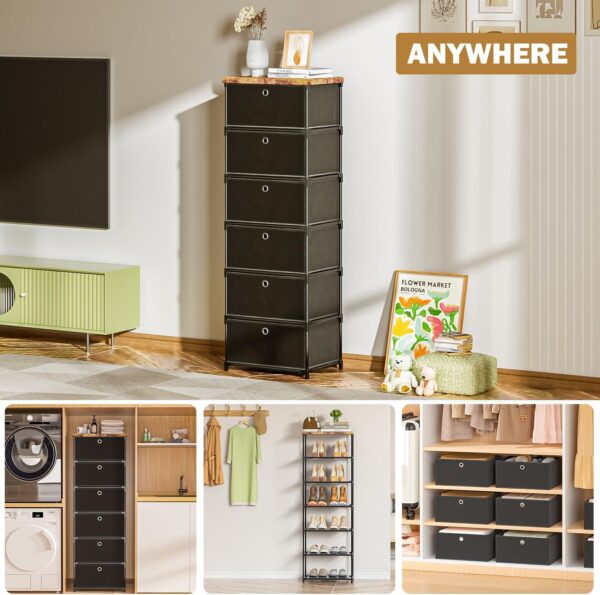 Fabric Storage Drawers Dresser and Chest of Drawers, Beautiful Small Dresser with Drawers, Sturdy 6 Drawer Dresser for Closet Dorm,Drawer Unit for Toys,Yarns - Image 5