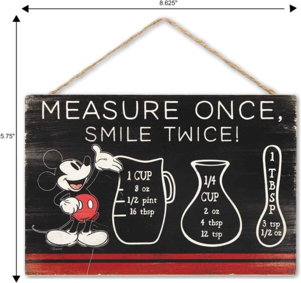Open Road Brands Disney Mickey Mouse Hanging Wood Measuring Sign - Measure Once, Smile Twice for Kitchen or Dining Room - Image 7