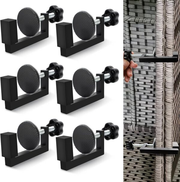 TTQ 6PCS 2.17in Outdoor Patio Furniture Clips,Adjustable Sectional Couch Sofa Funiture Clamps,Outdoor Patio Wicker Furniture Fasteners Clips Sectional Connector