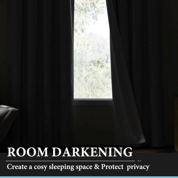 RYB HOME Blackout Curtains & Drapes - Total Privacy Thermal Efficiency Backdrop Curtains for Bedroom Room Divider Vertical Blind Living Room Patio Sliding Glass Door, Wide 100 x Long 84 inch, Grey - Image 3