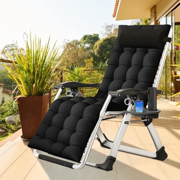 DoCred Comfy Chair, Folding Chair Recliner Chair for Bedroom and Living Room, Folding Reclining Patio Chairs Lounge Chair with Removable Cushion for Indoor Outdoor - Image 6
