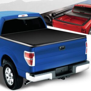 Auto Dynasty Soft Roll-up Truck Bed Tonneau Cover Compatible with Ford F150 5.5Ft Fleetside Bed 2004-2014, Matte Black