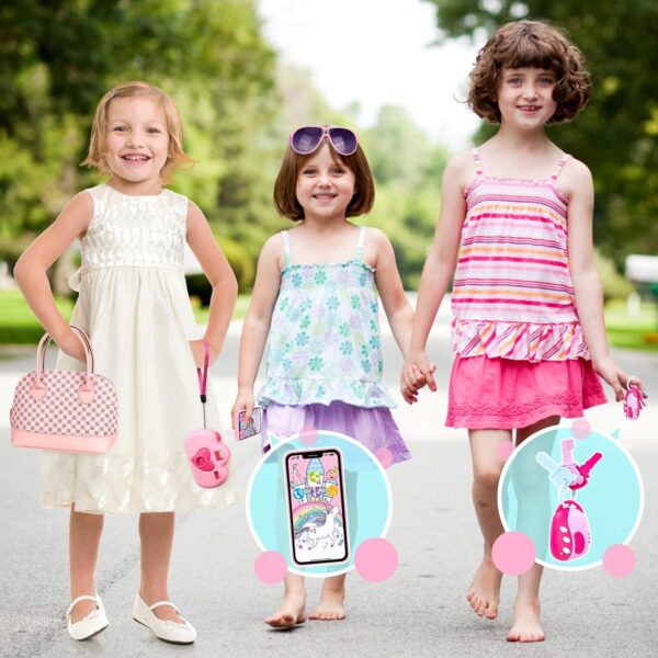 Play Purse for Little Girls, 35PCS Toddler Purse with Pretend Makeup for Toddlers, Princess Toys Includes Handbag, Phone, Wallet, Camera, Keys, Kids Purse Birthday Gift for Girls Age 3 4 5 6+ - Image 7
