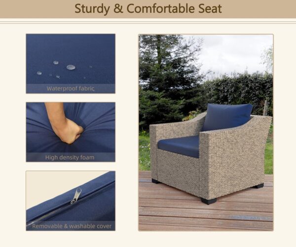 Patio Conversation Set Rattan Outdoor 8 Piece Sectional Furniture Sofa Set Wicker Couch with Coffee Table and Cushions for Poolside, Backyard - Image 4