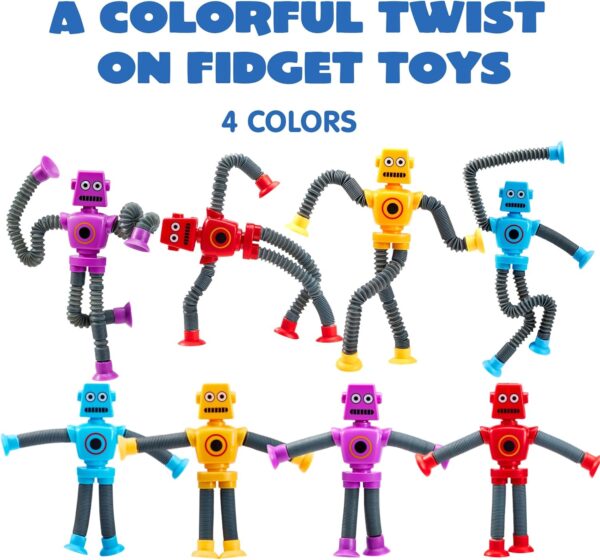 JOYIN Pop Tubes Robot Toys for Kids, 4 Pcs Sensory Toys for Year Old Ages 3 4 5 6 7 8 9 10 Fidget Toys Birthday Gift for Toddler Boys Girls Adults Travel Toys Stocking Stuffers Party Favors - Image 4