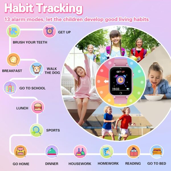 Kids Smart Watch Girls Gift for Girls Aged 6-12, HD TouchScreen Kids Watch with 26 Games Video Camera Music Pedometer Audiostory Learn Card Educational Toys Birthday Gifts for Girls Ages 5 6 7 8 9 - Image 3