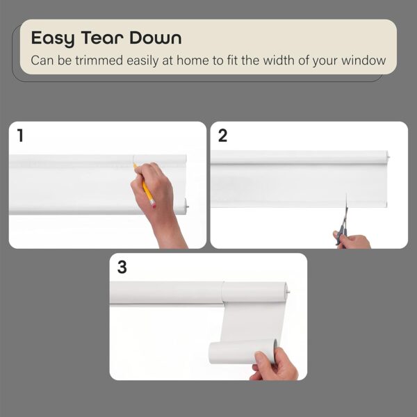 Cordless Tear Down Light Filtering Shade - 37 Inch Width, 72 Inch Length - White- Cord-Free Customizable Room Darkening Horizontal Mini Vinyl Windows Blinds for Interior by Achim Home Decor - Image 3