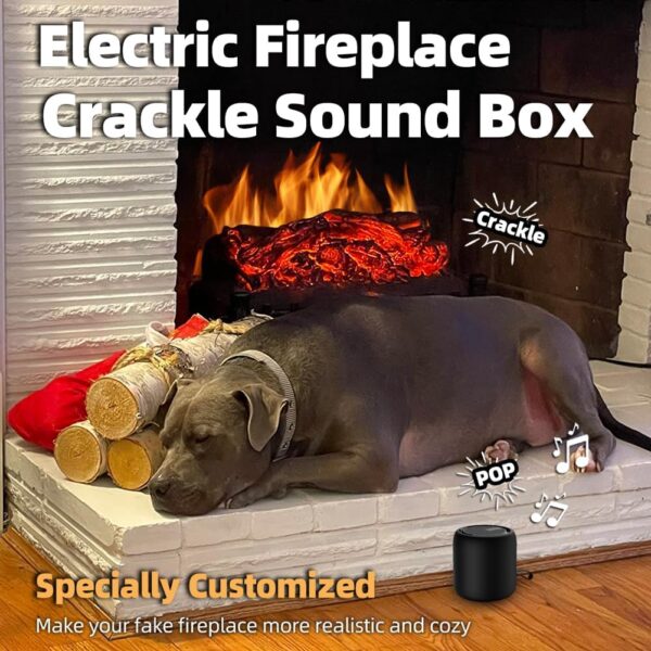 Fireplace Crackler Sound Box for Electric Fireplace with Remote Control, 2 in 1 Realistic Rechargeable Fire Crackling Sound Machine for Gas Fireplace, Fire Crackler Sound System, Fire Noise (Black) - Image 2