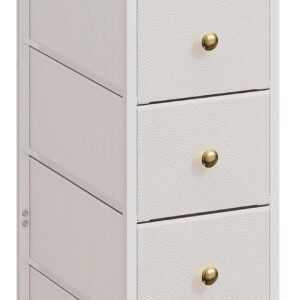 Narrow Dresser Thin Cabinet Tall Slim Dresser Drawers Skinny Storage Tower for Small Spaces Gaps Bedroom Bathroom with Small Drawer Unit (White, 5 Drawers)