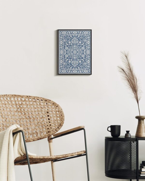 InSimSea Black Framed Vintage Wall Art, Victoria Flowers and Geometric Patterns, Retro Classical Decor, Living Room Bedroom Kitchen Home Office Decor, Blue Abstract Decor, Canvas Prints, 12"x16" - Image 4