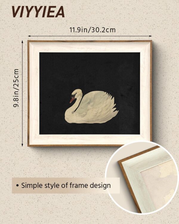 VIYYIEA Framed Canvas Wall Art for Living Room, Vintage Home Decor Animal Oil Painting Summer Room Decor Bathroom Wall Decor, Swan Art Prints Gifts for Friends or Family -【Zwaan】-(10x12 inches) - Image 3