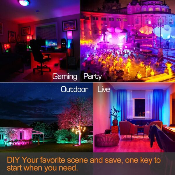 LED Flood Light Outdoor, 300W Equivalent 3000LM Smart RGB Landscape Lighting with APP Control, DIY Scenes - Timing - Warm White 2700K - Color Changing Uplight, IP66 Waterproof US Plug MELPO(4 Pack) - Image 5