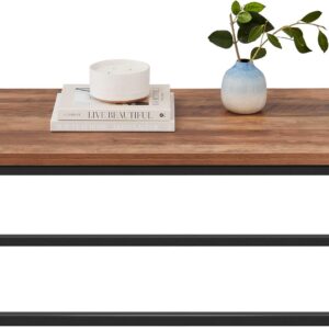 Best Choice Products 44in Modern Industrial Style Rectangular Wood Grain Top Coffee Table, Rustic Accent Furniture for Living Room w/Metal Frame, 1.25in Thick Butcher Block Tabletop - Brown