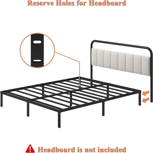 ALDRICH 12 Inch Metal Full Size Bed Frame - Double Black Basic Steel Slats Platform, Easy Assembly Heavy Duty Noise Free Bedframes, No Box Spring Needed - Image 4