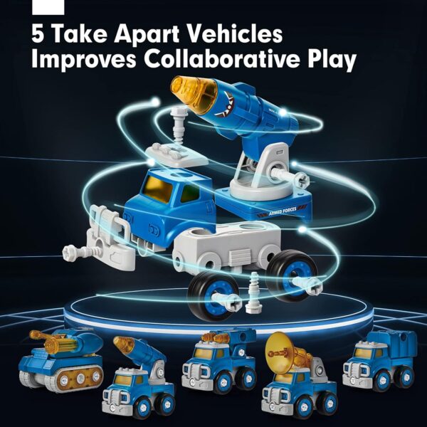 hahaland Toys for Ages 5-7 - 5 Year Old Boy Gift - 5 in 1 STEM Take Apart Trucks Transform to Robot - 5 6 7 Year Old Boy Birthday Gift - Boys Toys Age 4-6 - Image 6