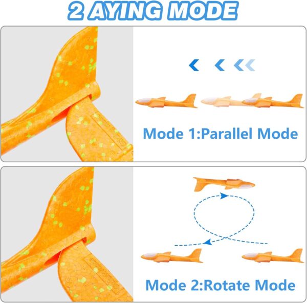 3 Pack Airplane Launcher Toy, 12.6" Foam Glider Led Plane, 2 Flight Mode Catapult Plane for Kids Outdoor Sport Flying Toys Gifts for 4 5 6 7 8 9 10 12 Year Old Boys Girls - Image 5
