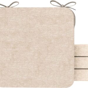 AAAAAcessories Square Chair Cushions for Dining Chairs with Ties and Removable Cover, 2" Thick Dining Kitchen Chair Pads, Indoor Dining Room Chair Cushions, 16" x 16", Set of 4, Dark Grey