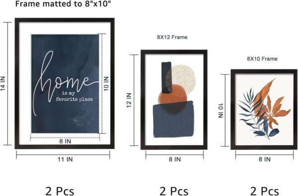 ArtbyHannah Framed Wall Art for Living Room, 6 Pieces Boho Botanical Wall Art with Blue Orange Tropical Plants and Color Blocks for Wall Decor, Multi Sizes - Image 4