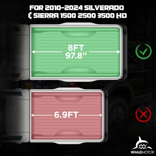 Truck Bed Tonneau Cover Compatible with Chevy Silverado & GMC Sierra 1500 2500 3500 HD 2010-2024 8 ft Long Box(No CarbonPro Bed), Soft Roll Up Style - Image 2