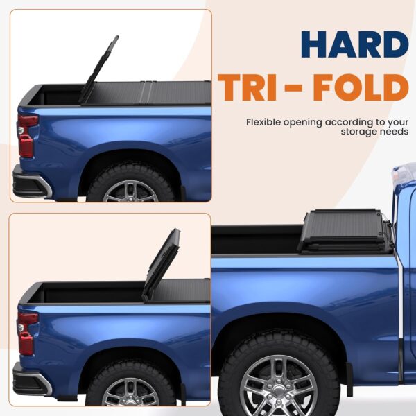 Hard Tri Truck Bed Tonneau Cover Truck Bed Compatible for 2015-2024 Chevrolet Colorado GMC Canyon Fleetside - 5FT Short Bed (60 inch) - Image 2