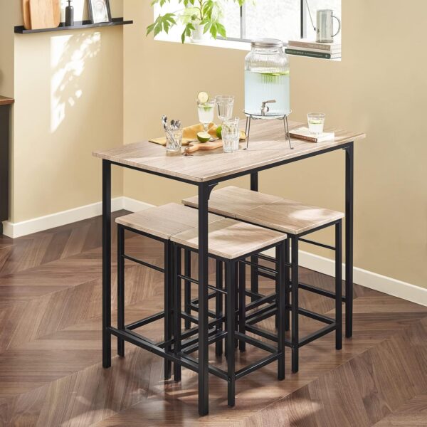 Haotian 5 Pieces Dining Set for 4, Dining Table with 4 Stools, Home Kitchen Breakfast Table, Bar Table Set, Bar Table with 4 Bar Stools, Kitchen Counter with Bar Chairs, Gray OGT11-HG - Image 3