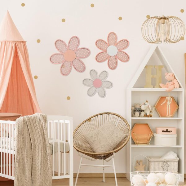 Maitys 3 Pieces Boho Daisy Wall Decor Natural Rattan Flower Wall Hanging Art Wooden Boho Wall Art Nursery Wall Decor Flowers Farmhouse Hanging Decor for Home Office Nursery (Rustic Color) - Image 4