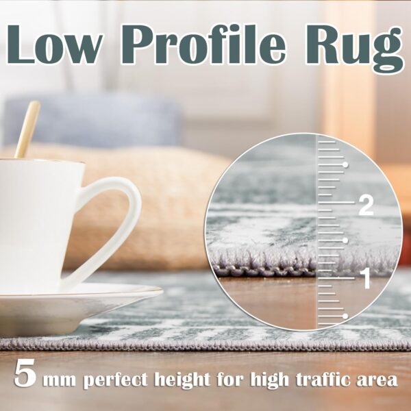 jinchan Moroccan Area Rug 5x7 - Washable Rug Low Pile Bedroom Rug Ultra-Thin Faux Wool Non-Slip Modern Soft Accent Rug Indoor Carpet for Living Room Kitchen Dining Room Farmhouse Office Dark Grey - Image 4