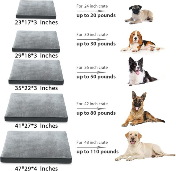 Dog Crate Bed Waterproof Deluxe Plush Dog Beds with Removable Washable Cover Anti-Slip Bottom Pet Sleeping Mattress for Large, Medium, Jumbo, Small Dogs, 35 x 22 inch, Gray - Image 6