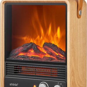 Portable Electric Fireplace Heaters for Indoor Use,1500W Space Heater Fireplace with Realistic Flame & Fire Crackling Sound, Safety Protection, Portable Fireplace Heater for Home