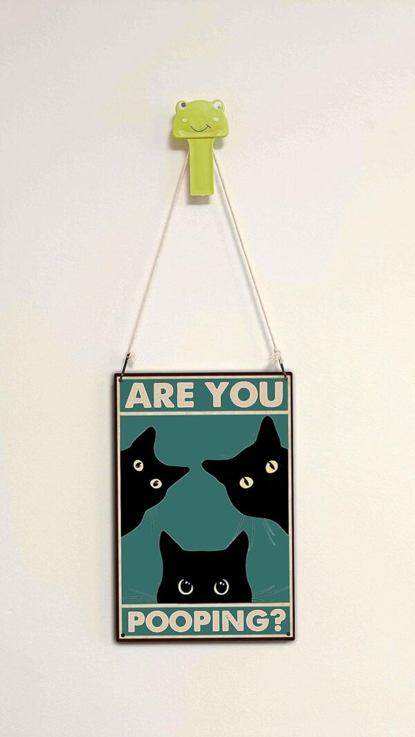 Black Cat Are You Pooping Funny Tin Signs Bathroom Wall Decor 8 x 12 Inch (918) - Image 2