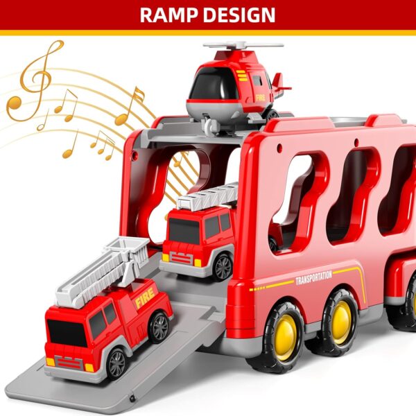 Bennol Toddler Trucks Toys for Boys Age 1-3 3-5, 5 in 1 Fire Car Truck Bus for Toddlers Boys Girls 1 2 3 4 5 6 Years Old, Toddler Boy Toys Christmas Birthday Gift Car Sets with Light Sound - Image 3