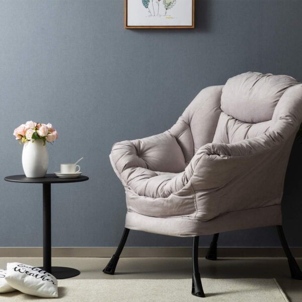 HollyHOME Modern Fabric Large Lazy Chair, Accent Oversized Comfy Reading Chair, Thick Padded Cozy Lounge Chair with Armrest, Single Steel Frame Leisure Sofa Chair for Living Room, Bedroom, Dorm, Grey - Image 7